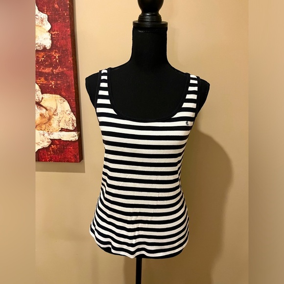 Ralph Lauren Tops - Ralph Lauren Black & White Stripe Scoop Neck Tank, size M